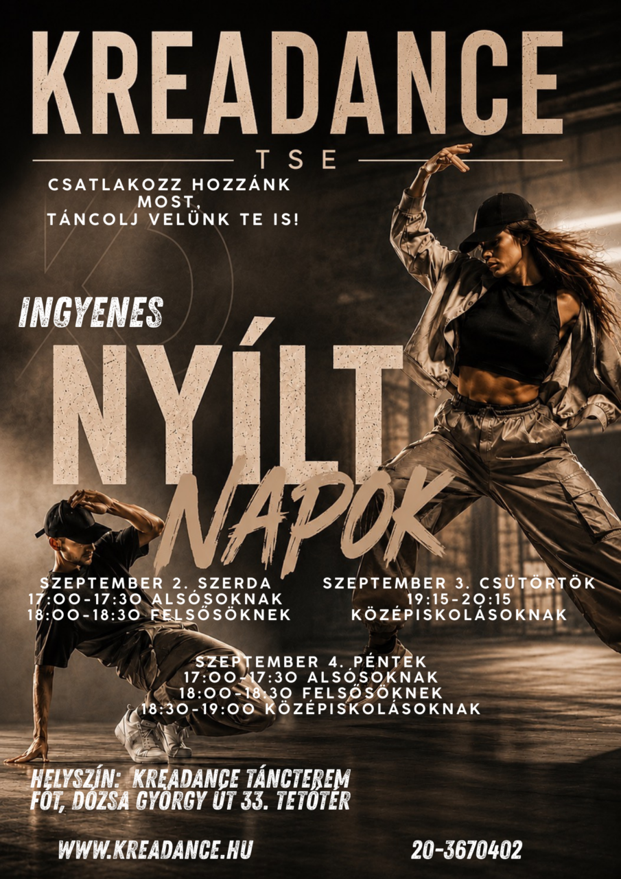 KREADANCE NYÍLT NAP TERV 2026-2